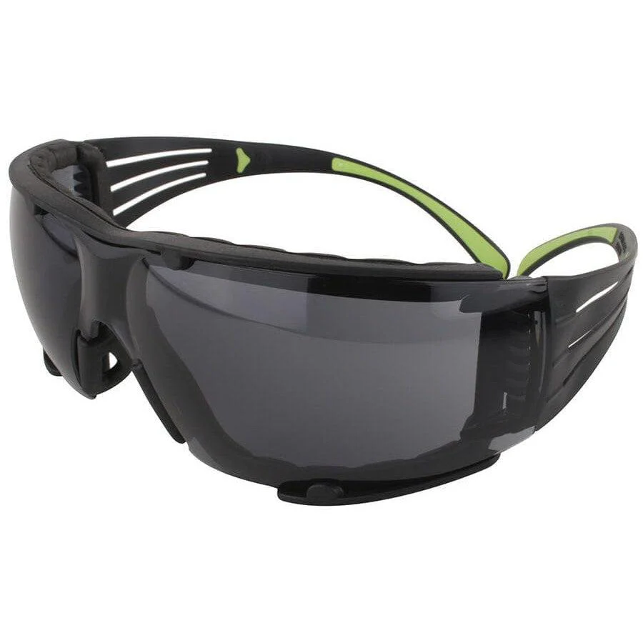 3M SecureFit Safety Glasses Black/Lime with Foam Gasket and Gray Anti-Fog Lens