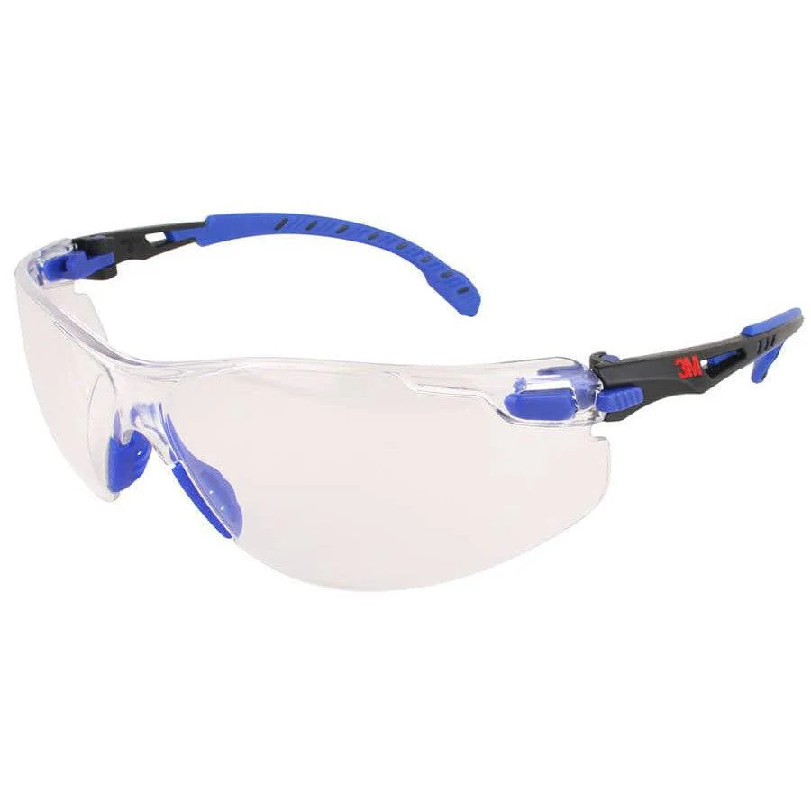 3M Solus Safety Glasses Blue with Clear Anti-Fog Lens