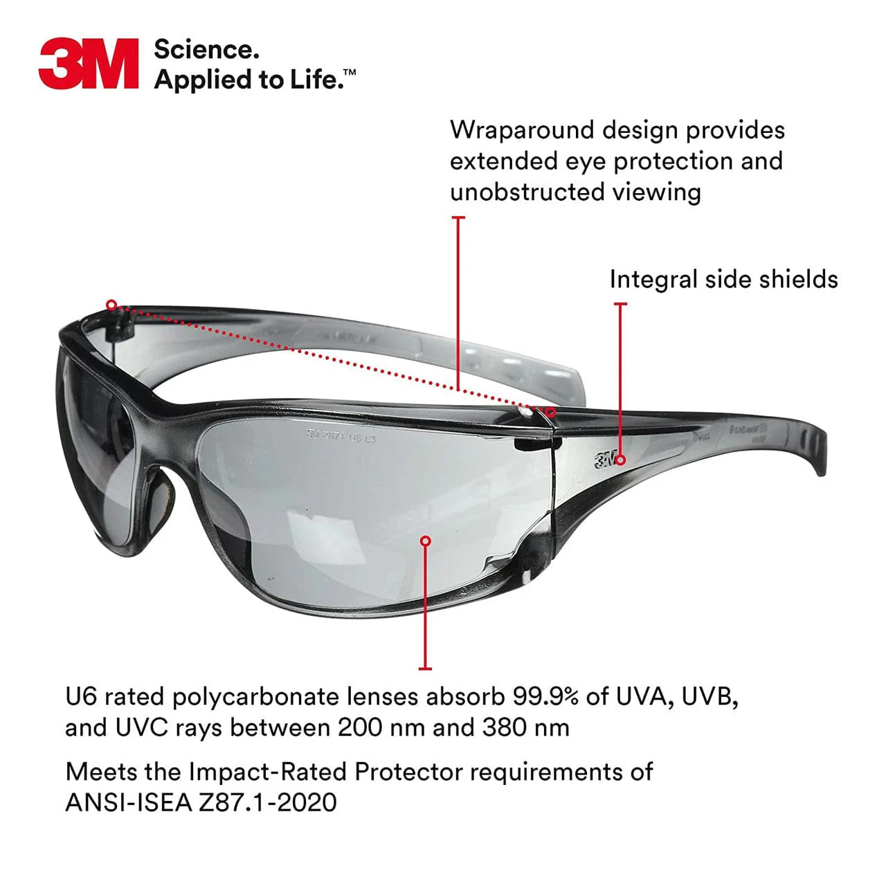 3M Virtua AP Safety Glasses with Gray Anti-Fog Lens - Image 3