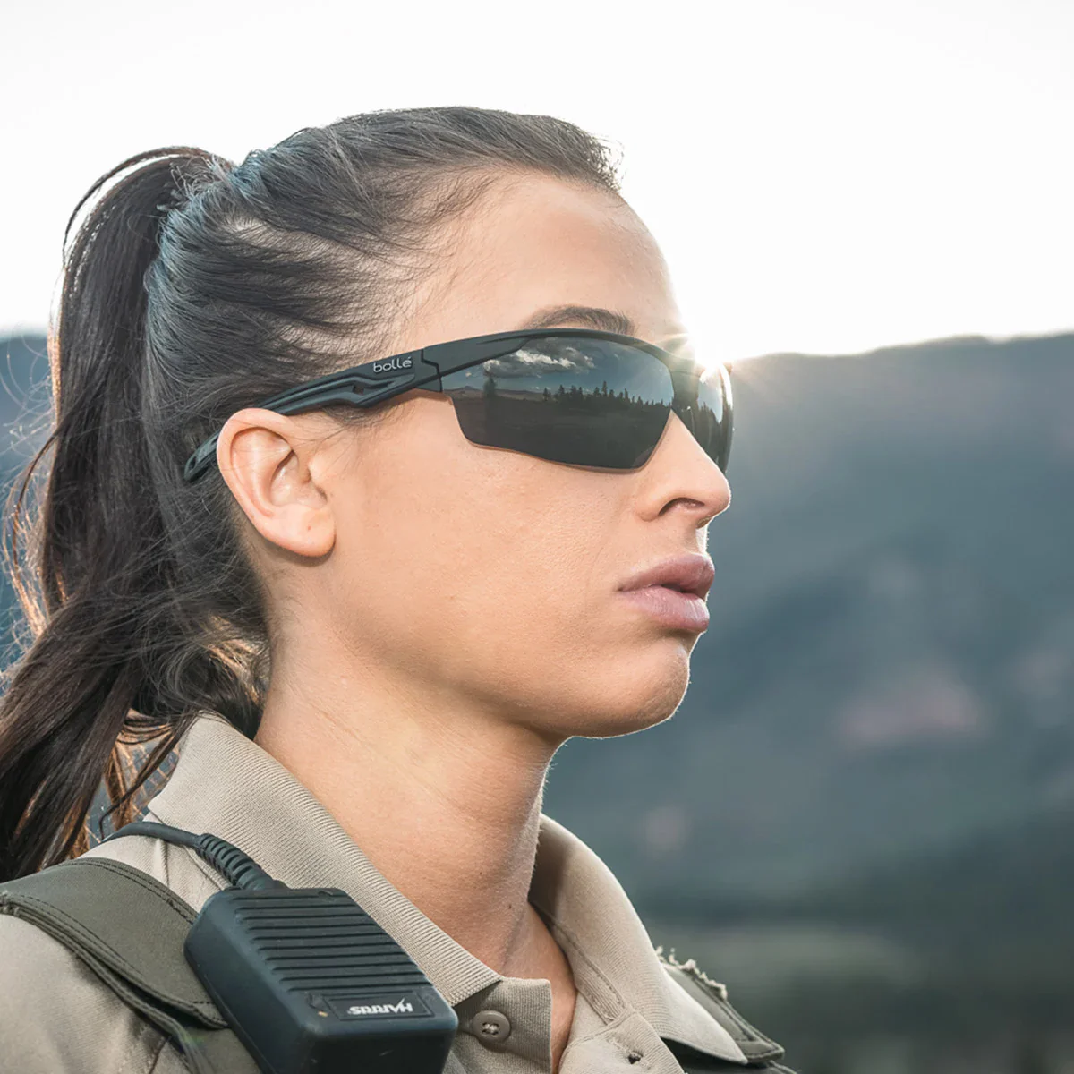 Bolle BSSI Tryon Ballistic Safety Glasses Black Frame with Smoke Platinum Anti-Fog Lenses - Image 5