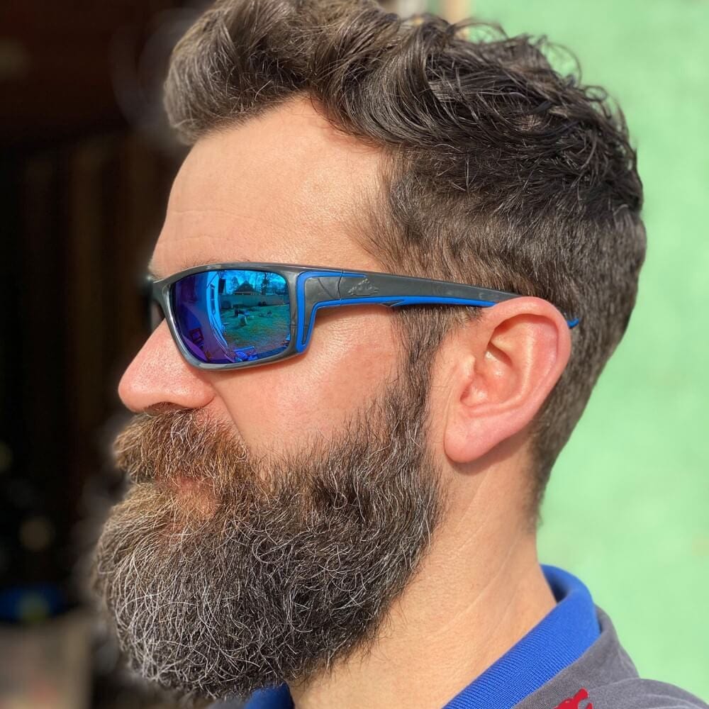 MCR Safety Swagger SR4 Safety Glasses with Gun Metal Frame and Blue Diamond Mirror Lens - Image 3