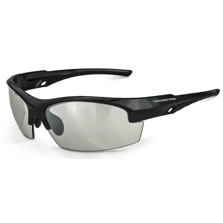 Crossfire Crucible Safety Glasses Black with Indoor-Outdoor Lenses