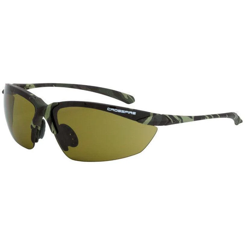 Crossfire Sniper Safety Glasses Camo with HD Green Lenses