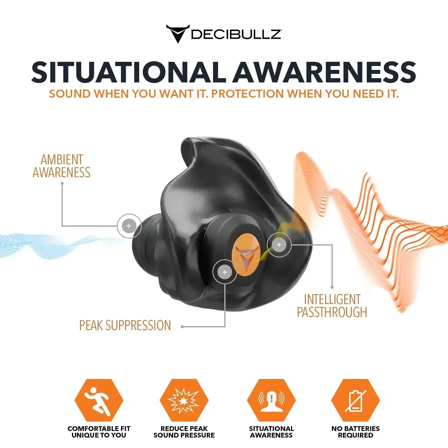 Decibullz Custom Molded Percussive Shooting Filter Earplugs - Image 3