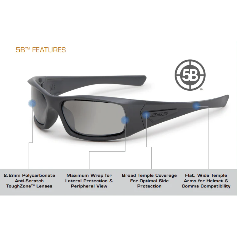 ESS 5B Ballistic Sunglasses with Black Frame and Smoke Gray Lenses - Image 5