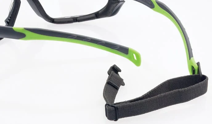 Encon Veratti Primo Foam-Padded Safety Glasses/Goggles Gray/Green Frame Gray Anti-Fog Lens - Image 3