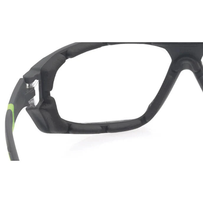 Encon Veratti Primo Foam-Padded Safety Glasses/Goggles Gray/Green Frame Light Gray Anti-Fog Lens - Image 5