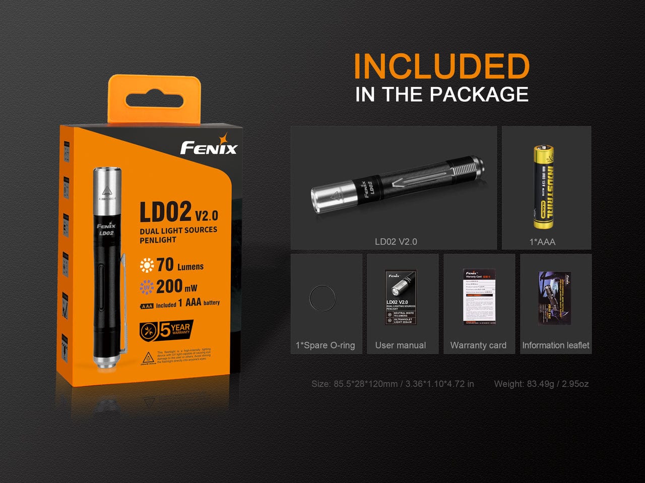 Fenix LD02 V2.0 EDC LED Penlight with UV Lighting - 70 Lumens - Image 15