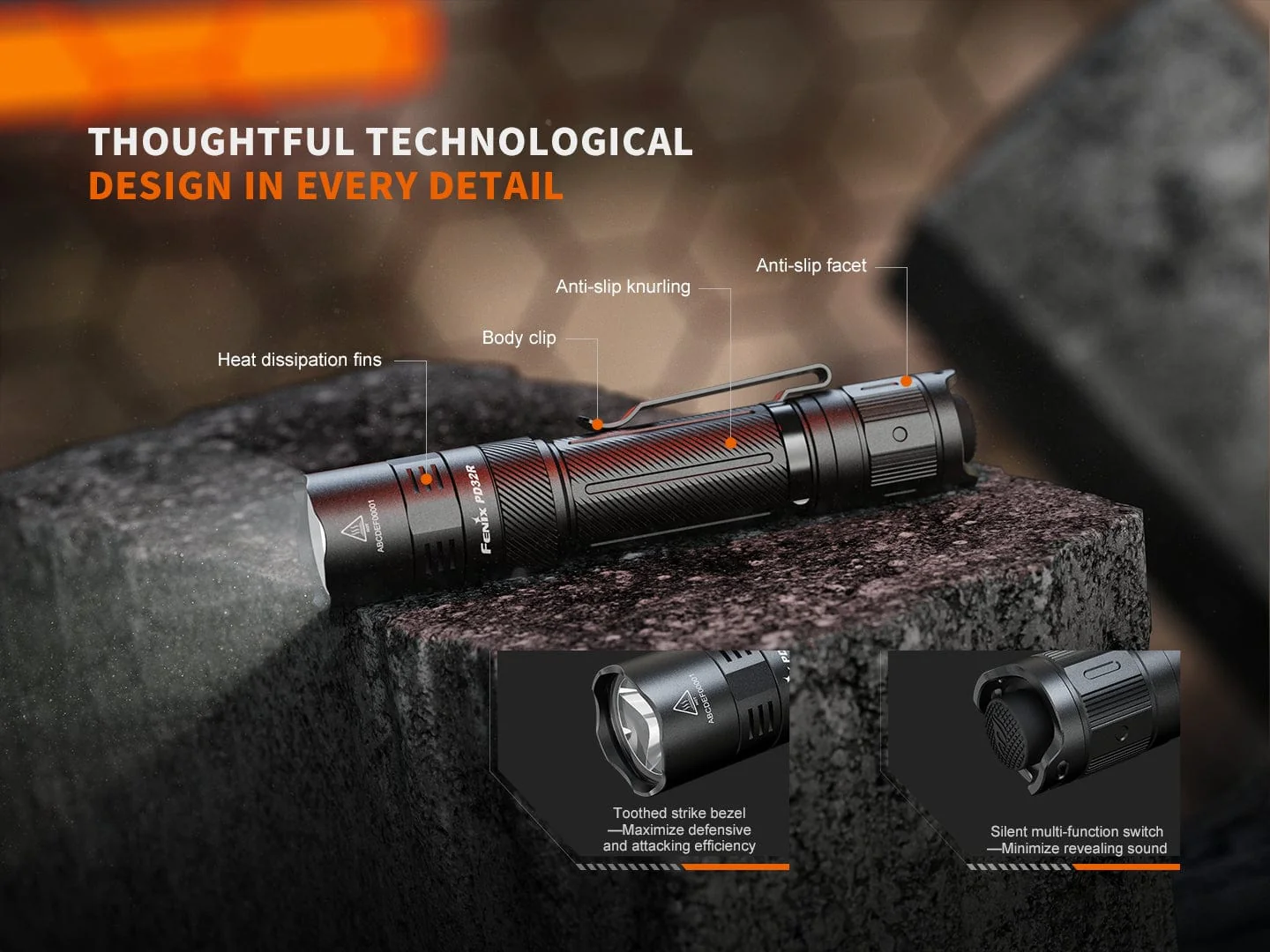 Fenix PD32R Rechargeable Silent Switch LED Flashlight - Image 5