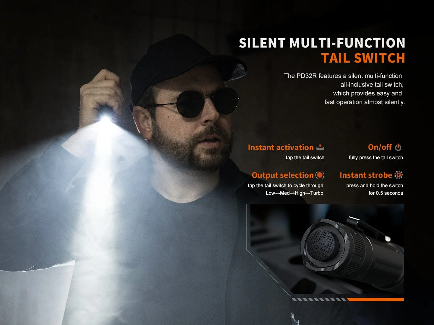 Fenix PD32R Rechargeable Silent Switch LED Flashlight - Image 9