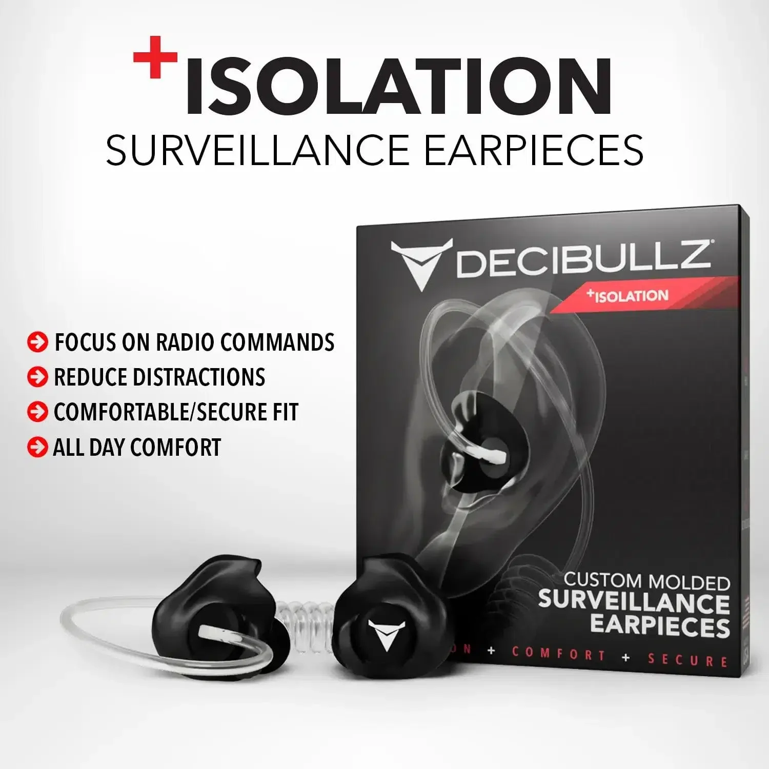 Decibullz +Isolation Custom Molded Listen-Only Surveillance Acoustic Tube Headset - Image 2