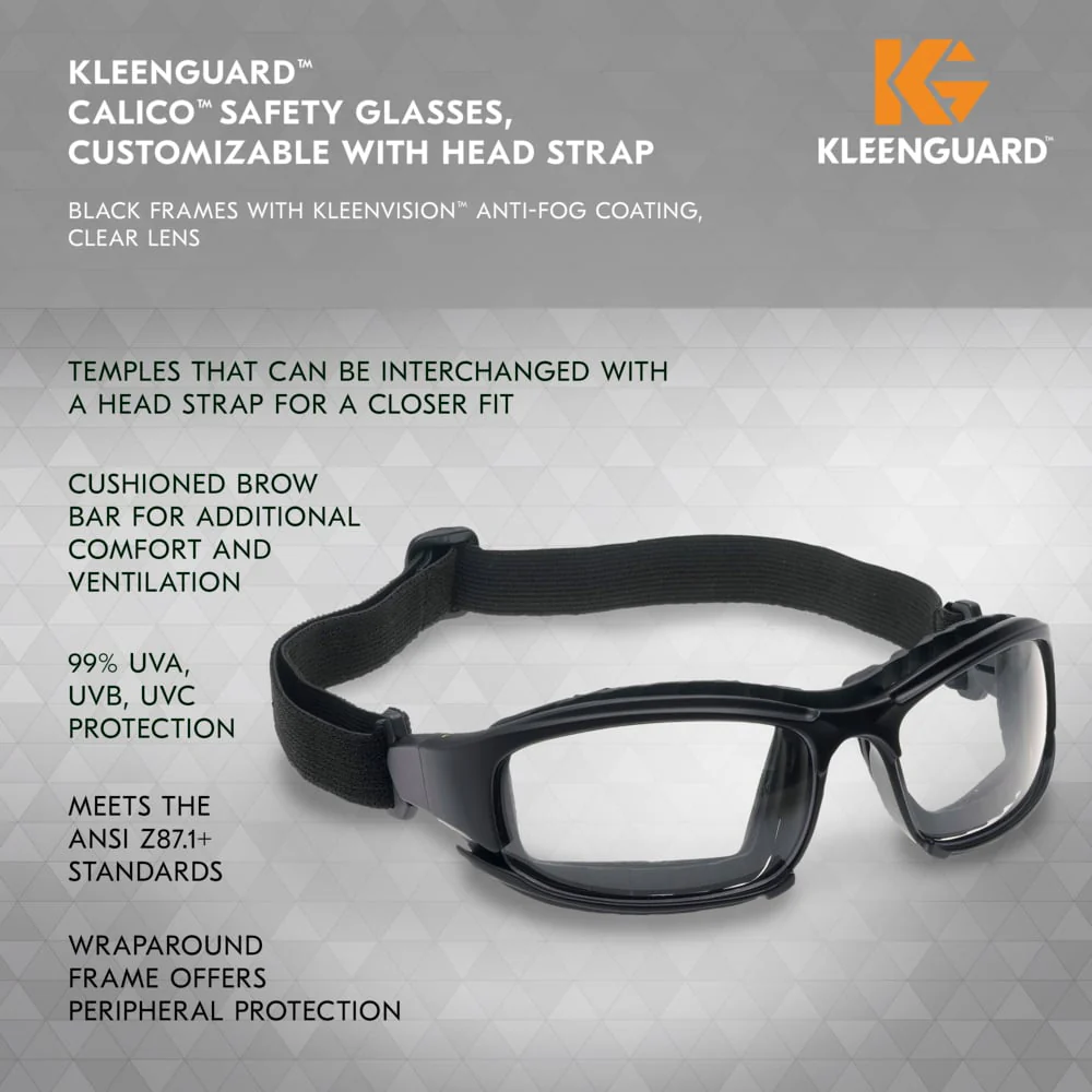 KleenGuard Calico Safety Glasses Goggles Foam-Padded with Clear Anti-Fog Lens - Image 7