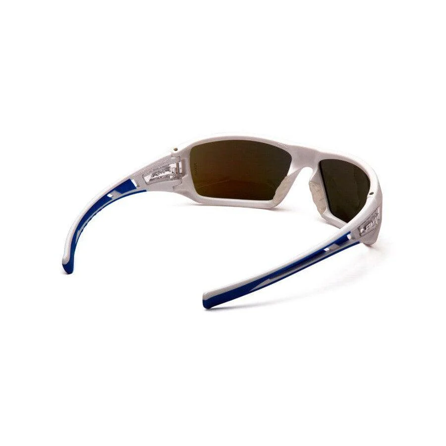 Pyramex Velar Safety Glasses with White/Blue Frame and Ice Blue Mirror Lens - Image 4