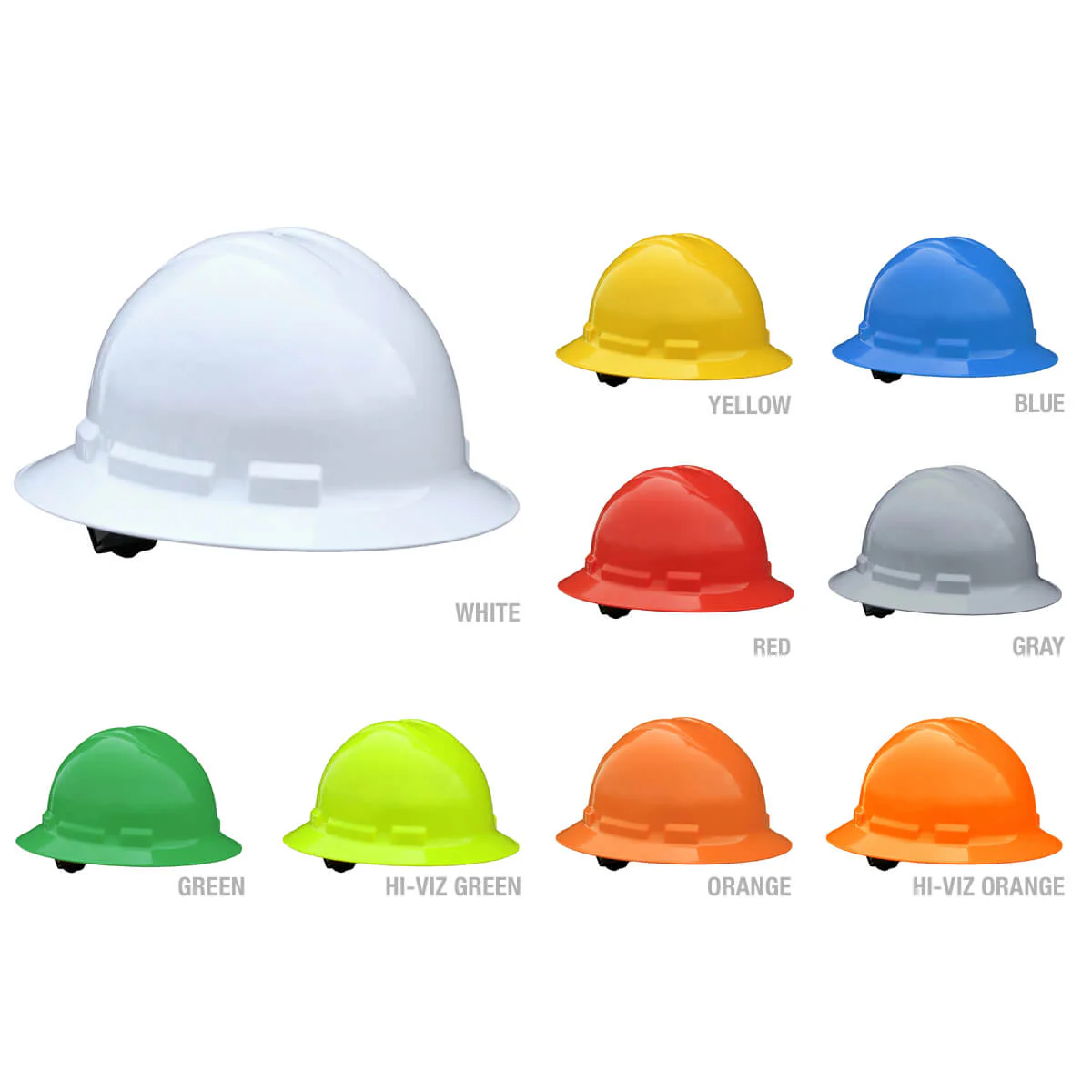 Radians Quartz QHR6 Full Brim Hard Hat 6 Point Ratchet Suspension Made in USA