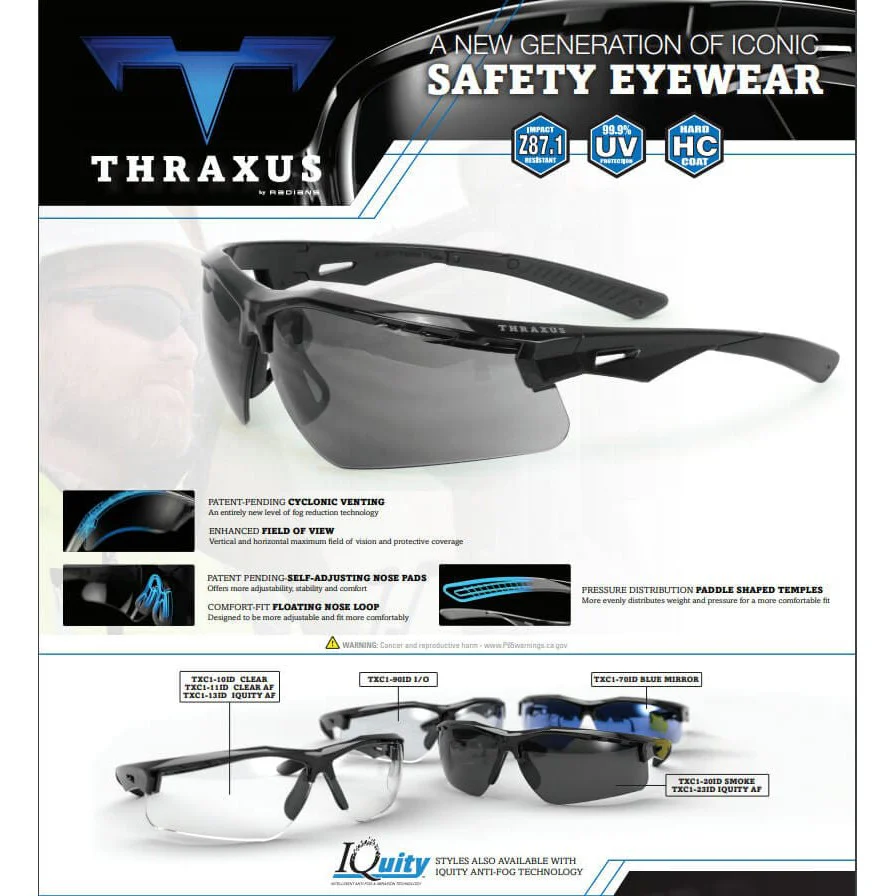 Radians Thraxus Safety Glasses with Clear Anti-Fog Lens - Image 3
